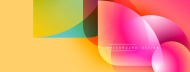 Soyut renkli şekiller çakışıyor. Gradyan renkler dinamik görsel efekt yaratır. Modern tasarım elementleri yaratıcılığı ve enerjiyi önerir.