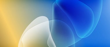 Soyut gradyanlar sarı, beyaz ve mavi renkleri harmanlarlar. Yumuşak şekiller örtüşür ve parlak bir etki yaratır. Minimalist tasarım sakin bir atmosferi çağrıştırıyor.