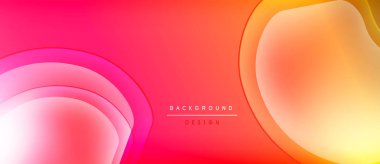 Soyut eğim arkaplanı. Pembe, turuncu renkler düzgün bir şekilde harmanlanır. Katmanlı daireler dinamik görsel efekt yaratır. Modern tasarım ögesi.