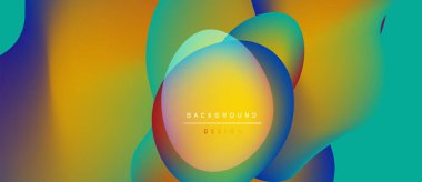 Soyut sıvı şekilleri canlı renkleri harmanlar. Turuncu, sarı, turkuaz dinamik kompozisyon oluşturur. Metin arka plan tasarımı okur. Modern estetik.