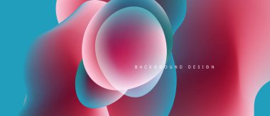 Soyut sıvı şekiller, canlı pembeler, maviler harmanlanır. Gradyan renkler dinamik bileşim yaratır. Arka planlar için modern tasarım ögesi.