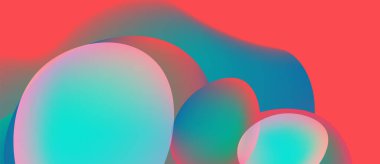 Soyut sıvı şekilleri canlı renkleri harmanlar. Turkuaz, mercan, mavi dinamik bileşim yaratır. Yumuşak eğimler hareket, derinlik önerir.