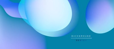 Soyut akışkan şekiller harmanlanır ve serin mavi gradyanlar oluşturur. Modern tasarım sakin ve dinamik enerjiyi çağrıştırıyor. Arkaplanda metin ögeleri.