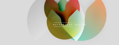 Soyut şekiller örtüşüyor, renkli gradyanlar yaratıyor. Modern tasarım öğeleri akıcılık, dinamizm ve görsel uyumu akla getiriyor. Arkaplanda yumuşak renkler var.