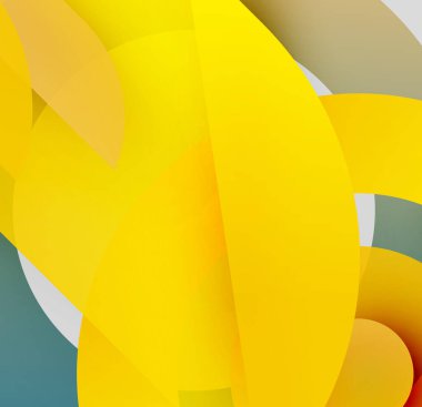 Soyut kompozisyon. Sarı şekiller üst üste biniyor, dinamik görsel efekt yaratıyor. Yumuşak eğilimler, sessiz tonlar mevcut. Minimalist tasarım.