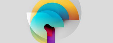 Soyut renkli şekiller örtüşür, dinamik görsel efekt yaratır. Yumuşak eğimler derinlik, hareket, modern tasarım.