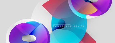 Soyut renkli şekiller örtüşür, dinamik görsel efekt yaratır. Modern tasarım canlı maviler, morlar, kırmızılar, griler içerir.