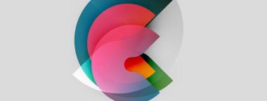 Soyut renkli tasarım. Üst üste binen şekiller dinamik görsel etki yaratır. Yumuşak eğimler, modern estetik, basit kompozisyon.