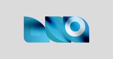 Soyut logo tasarımı özellikleri üst üste binen mavi şekiller, dinamik görsel efektler yaratır. Modern, temiz estetik. Basit kompozisyon.