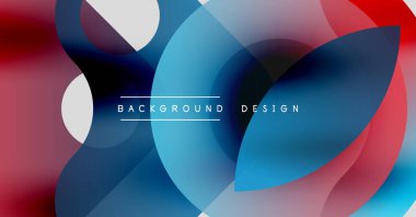Soyut renkli çakışan daireler dinamik arkaplan oluşturur. Gradyan renkler harmanlanarak modern görsel dokuyu oluşturur..