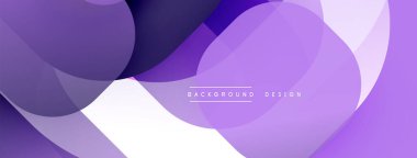 Soyut mor dizayn, üst üste binen şekiller, gradyanlar. Modern estetik, temiz hatlar, minimalist stil. Arkaplan metin ögelerini içerir.