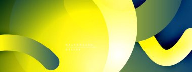 Soyut sıvı şekiller, canlı sarı, yeşil, deniz mavisi. Modern tasarım, pürüzsüz gradyanlar dinamik bileşim oluşturur.
