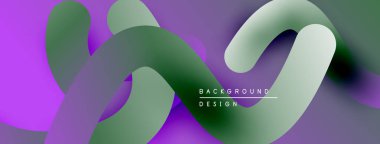 Soyut sıvı şekiller, canlı mor, yeşil renkler. Modern tasarım, pürüzsüz gradyanlar dinamik bileşim oluşturur.