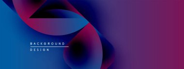Soyut sıvı şekilleri, canlı mavi, mor gradyanlar. Metin kaplamalı modern arkaplan tasarımı. Düz eğriler dinamik bileşim oluşturur.