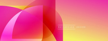 Soyut gradyan şekiller örtüşüyor, canlı renk geçişleri yaratıyor. Sıcak tonlar tasarıma hükmediyor, enerji ve dinamizmi akla getiriyor..