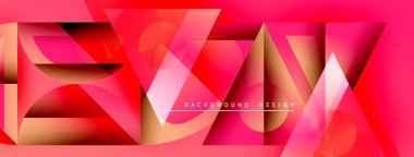 Soyut geometrik tasarım. Pembe, kırmızı renkler kompozisyona hakim. Modern tarz, dinamik şekiller görsel ilgi yaratır. Arkaplan ögesi.