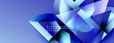 Soyut mavi tasarım, üst üste binen geometrik şekiller. Gradyan renkler dinamik görsel efekt yaratır. Modern arkaplan dokusu.