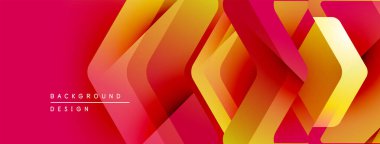 Soyut geometrik şekiller örtüşür, canlı bir değişim etkisi yaratır. Kırmızı, turuncu, sarı renkler tasarımda baskın. Modern, dinamik kompozisyon.