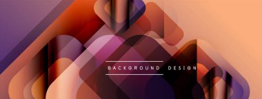 Soyut geometrik şekiller örtüşür, canlı gradyanlar yaratır. Mor aksanlı, sıcak tonlarda baskın. Arka planlar için modern tasarım ögesi.