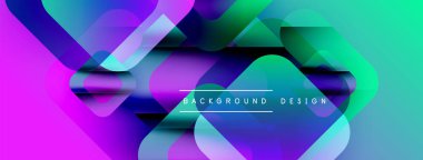 Soyut, enerjik geometrik şekiller çakışıyor. Renkler karışıyor, modern tasarım yaratıyor. Metin arkaplan tasarımı okur.