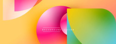 Soyut renkli şekiller çakışıyor. Gradyan renkler harmanlanarak, dinamik görsel efekt yaratır. Arka planlar için modern tasarım ögesi.