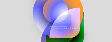 Soyut şekiller örtüşür, canlı renk karışımları yaratır. Modern tasarım elementleri dinamik görsel deneyim önerir. Arkaplan özellikleri metin.