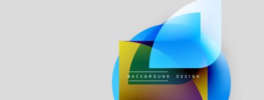 Soyut renkli şekiller örtüşür, dinamik görsel efekt yaratır. Arkaplanda gradyanlar, modern tasarım elementleri var. Basit, temiz estetik..