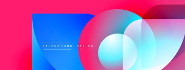 Soyut, enerjik bir arkaplan. Üst üste binen daireler, gradyanlar modern tasarım yaratır. Metin arka plan tasarımı okur. Parlak renkler kompozisyona hakim.