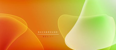 Soyut sıvı şekilleri turuncu, sarı ve yeşil renkleri harmanlıyor. Modern tasarım enerjiyi, hareketi, görsel cazibeyi çağrıştırıyor. Projeler için basit arkaplan ideali.