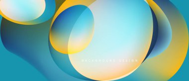 Soyut sıvı şekiller, parlak mavi, sarı renkler. Modern tasarım, pürüzsüz eğimler dinamik kompozisyon yaratır. Arkaplan teknoloji ve yenilik öneriyor.