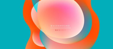 Soyut sıvı şekilleri kesişir. Canlı renkler harmanlanmış turkuaz, pembe, turuncu. Modern tasarım hareket, enerji ve derinlik öneriyor. Mevcut en küçük metin.