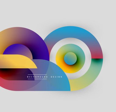 Soyut renkli şekiller örtüşür, dinamik görsel efekt yaratır. Gradyan renkleri pürüzsüz, modern tasarım ögesine karışıyor.