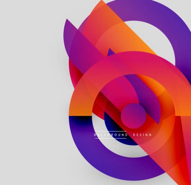 Soyut renkli şekiller örtüşür, dinamik bileşim yaratır. Gradyan renkler harmanlanarak modern görsel efekt oluşturur. Minimalist tasarım.