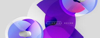 Soyut mor, mavi şekiller gri arkaplanla örtüşüyor. Modern tasarım elementleri dinamik görsel kompozisyon oluşturur. Pürüzsüz gradyanlar parlak estetik sunar.