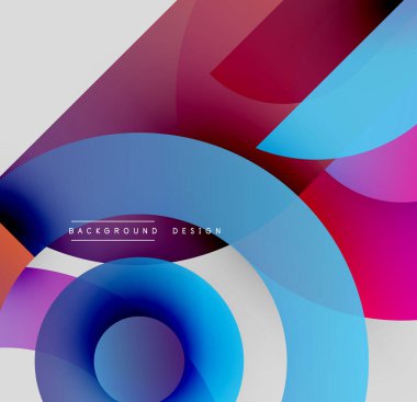 Soyut renkli katmanlar dinamik bileşim yaratır. Yumuşak eğimler, kıvrımlar hareketi gösteriyor, modern estetiği..