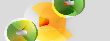 Soyut geometrik şekiller örtüşür, parlak sarı ve yeşil renkler yaratır. Minimalist tasarım modern arka planlara, sunumlara uyuyor.