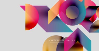 Soyut renkli şekiller örtüşür, dinamik görsel efekt yaratır. Modern tasarım elementleri yaratıcılığı ve enerjiyi önerir.