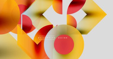Soyut geometrik şekiller, canlı renkler, modern tasarım. Üst üste binen daireler dinamik görsel efekt yaratır. Yumuşak eğimler bileşimi güçlendirir.