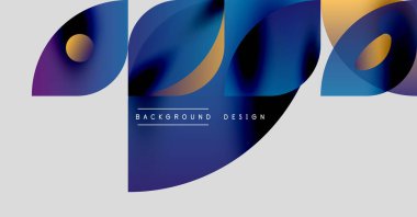 Soyut akışkan şekiller, canlı renkler, modern tasarım. Arkaplanda gradyanlar, eğriler, metin elemanları var. Minimalist estetik.