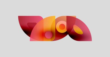 Soyut şekiller örtüşür, canlı renk karışımları yaratır. Sıcak tonlar tasarıma hükmediyor, enerji, hareket, akıcılık....