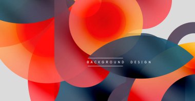 Soyut renkli örtüşen daireler dinamik modern arka plan yaratır. Canlı renkler harmanlanır, görsel ilgi sunar.