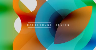 Soyut sıvı şekilleri örtüşür ve canlı renk değişimleri yaratır. Metin, kompozisyon içerisindeki arkaplan tasarımını okur.