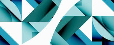 Soyut geometrik şekiller, deniz mavisi renkleri, beyaz alan. Modern tasarım, temiz çizgiler, minimalist estetik. Kompozisyon derinliği ve dokuyu çağrıştırır..