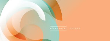 Soyut sıvı şekilleri, şeftali tonları, açık mavi aksanlar. Modern tasarım, gradyan katmanlar dinamik görsel efekt yaratır. Minimalist stil.