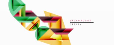 Soyut geometrik şekiller örtüşür, dinamik bileşim yaratır. Canlı rengarenk, yeşil, eğimle harmanlanmış kestane rengi. Arkaplan ve sunumlar için modern tasarım ögesi.