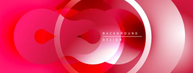 Soyut kırmızı tasarım, üst üste binen daireler, gradyanlar. Modern estetik, pürüzsüz geçişler dinamik görsel etki yaratır.