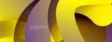 Soyut sıvı şekilleri örtüşür, dinamik altın, mor gradyanlar yaratır. Arkaplan ve sunumlar için modern tasarım ögesi.