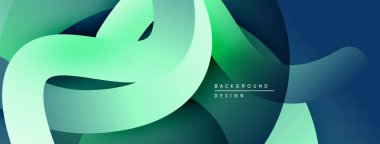 Soyut sıvı şekilleri kesişir. Yeşil, deniz mavisi, deniz mavisi renkleri dinamik bir arkaplan yaratır. Modern tasarım taze hissettiriyor..