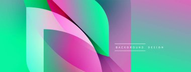 Soyut canlı katmanlar dinamik görsel efekt yaratır. Pembe, yeşil, mor renkler kusursuz bir şekilde harmanlanır. Modern tasarım ögesi.