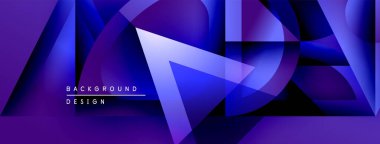 Soyut geometrik şekiller, canlı mor renkler, dinamik kompozisyon. Modern tasarım elementleri çarpıcı görsel etki yaratır.